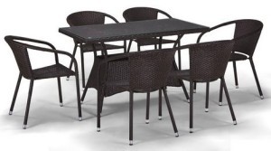 Комплект мебели MONIKA (Моника) T198D/Y137C коричневый со столом 130х70 на 6 персон из искусственного ротанга