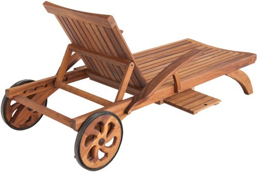 Шезлонг на колесах серии INTERSYSTEM коричневого цвета из дерева ироко