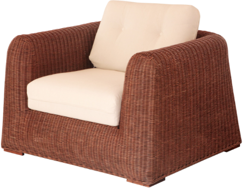 Лаунж зона серии REBECA (Ребека) на 5 персон с трехместным диваном коричневого цвета из плетеного натурального ротанга