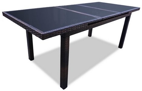 Стол обеденный серии MYKONOS (Майконос) раздвижной 160-210х90 из искусственного ротанга цвет темно-коричневый