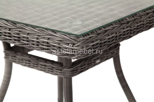 Стол обеденный серии АЙРИШ темно-серый 90х90 из искусственного ротанга