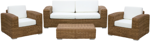 Лаунж зона серии ROZALINA (Розалина) на 4 персоны с двухместным диваном из плетеного искусственного ротанга цвет коричневый