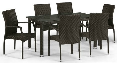 Комплект мебели T256A/Y379A-W53 на 6 персон из плетеного искусственного ротанга, цвет коричневый