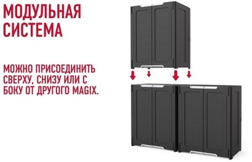 Шкаф MAGIX Utility Cabinet (Мэджик юнити) темно серая 2х дверная из пластика размером 77х47х91