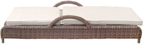 Шезлонг лежак серии REGINA (Регина) с подушкой коричневого цвета из плетеного искусственного ротанга
