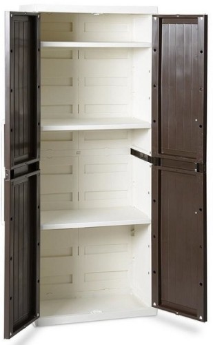 Шкаф 2х дверный узкий серии WOOD LINE S (Вуд Лайн) из пластика цвет молочно-белый 256