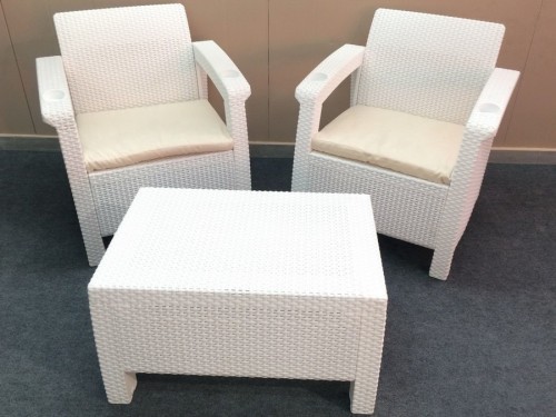 Комплект уличной мебели YALTA TERRACE (Ялта) белый из пластика под искусственный ротанг