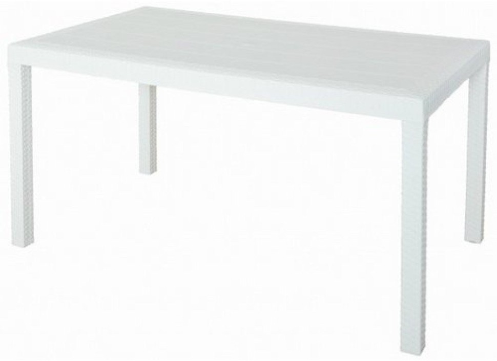 Стол обеденный YALTA DINING TABLE (Ялта) размером 150х90 белый из пластика под искусственный ротанг