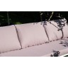 Канны диван 3-местный плетеный из роупа, каркас алюминий белый шагрень, роуп светло-серый круглый, ткань серая