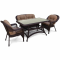 Комплект мебели ГИЗА T130Br-LV520BB со столом 140х80 и двухместным диваном коричневый из искусственного ротанга