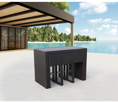 Барный комплект мебели серии SHELDON (Шелдон) T390AD/Y390A-W63 на 6 персон коричневый из искусственного ротанга