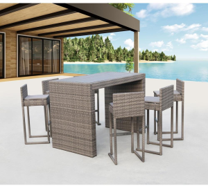 Барный комплект мебели серии SHELDON (Шелдон) T390GD/Y390G-W78 на 6 персон серый из искусственного ротанга