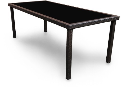 Обеденная группа ЛАГУНА коричневая на 8 персон со столом 200х90 с двумя диванами из искусственного ротанга