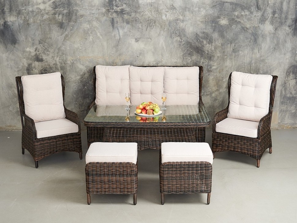 Комплект мебели ROSETTA (Розетта) на 7 персон со столом 150х91 коричневый из искусственного ротанга