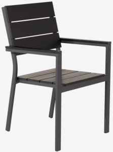 Кресло обеденное POLYWOOD-3 (ДПК Поливуд-3) из литого алюминия цвета каштан