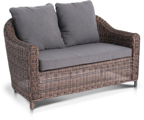Лаунж зона серии КОН ПАННА С коричневая на 4 персоны с двухместным диваном из искусственного ротанга