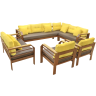 Комплект мебели угловой серии PERFEKTO (Перфекто) на 9 персон коричневого цвета из алюминия и дерева ироко