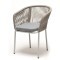 Марсель стул плетеный из роупа, каркас алюминий светло-серый (RAL7035) шагрень, роуп серый меланж круглый, ткань светло-серая