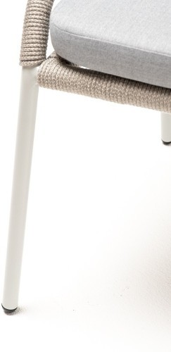 Милан стул плетеный из роупа, каркас алюминий светло-серый (RAL7035) шагрень, роуп серый меланж круглый, ткань светло-серая