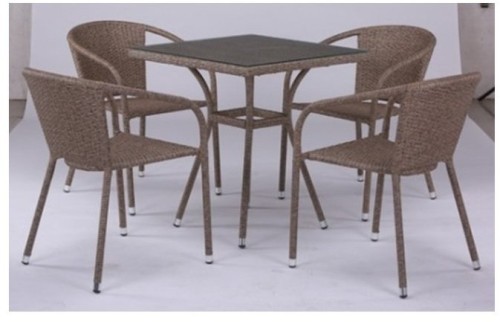 Комплект мебели T282BNT/Y137C-W56 на 4 персоны из плетеного искусственного ротанга, цвет светло-коричневый