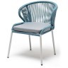 Милан стул плетеный из роупа, каркас алюминий светло-серый (RAL7035) шагрень, роуп бирюзовый круглый, ткань светло-серая