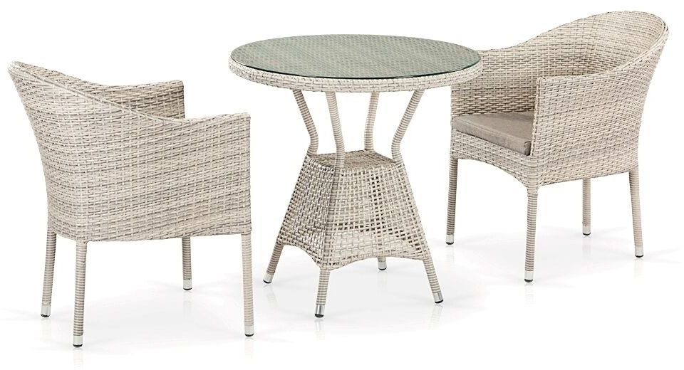 Комплект мебели VENTURA LATTE (Вентура) Y350 на 2 персоны со столом D75 из плетеного искусственного ротанга