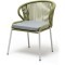 Милан стул плетеный из роупа, каркас алюминий светло-серый (RAL7035) шагрень, роуп салатовый меланж круглый, ткань светло-серая