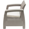 Комплект мебели серии КОРФУ ФИЕСТА (Corfu Fiesta) RF цвет капучино с двумя двухместными диванами и креслами пластиковый под фактуру ротанга