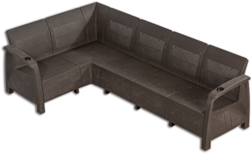Комплект мебели YALTA L-LARGE DUO SET (Ялта) темно коричневый из пластика под искусственный ротанг
