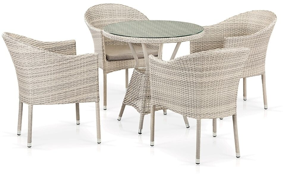 Комплект мебели серии VENTURA LATTE (Вентура) на 4 персоны со столом D75 из плетеного искусственного ротанга