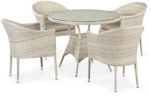 Комплект мебели серии VENTURA LATTE (Вентура) на 4 персоны со столом D96 из плетеного искусственного ротанга