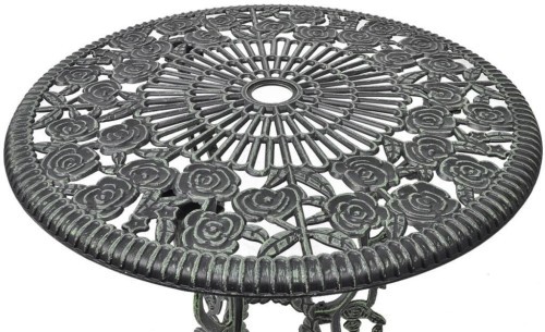 Обеденная группа серии ANTIQUE ROSE (Античная роза) на 2 персоны со столом D60 античного цвета из литого алюминия