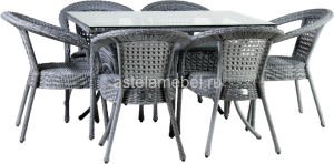 Обеденный комплект DECO (Деко) на 6 персон со столом 120х90 серый из искусственного ротанга