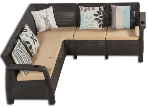 Комплект мебели YALTA CORNER RELAX SET XL (Ялта) темно коричневый из пластика под искусственный ротанг