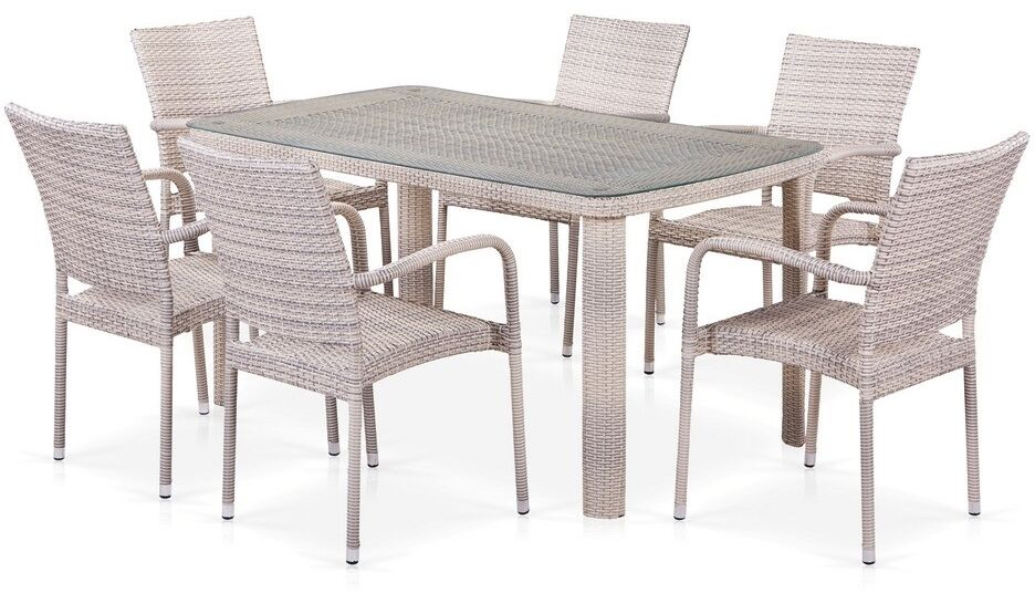 Комплект мебели серии VENTURA (Вентура) на 6 персоны со столом 150х85 из плетеного искусственного ротанга