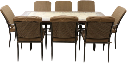 Обеденная зона серии DANIELA (Даниела) на 8 персон столом 205х107 коричневого цвета из искусственного ротанга и мрамора