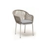 Лион стул плетеный из роупа, каркас из стали светло-серый (RAL7035) шагрень, роуп серый меланж круглый, ткань светло-серая