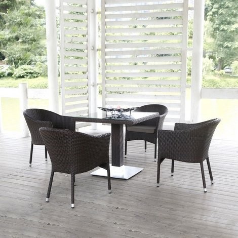 Комплект мебели T606SWT/Y350B-W53 на 4 персоны из плетеного искусственного ротанга, цвет коричневый