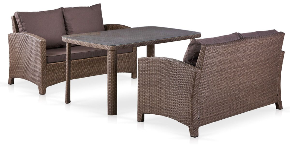 Комплект мебели серии VENTURA BROWN (Вентура) на 4 персоны со столом 150х80 из плетеного искусственного ротанга