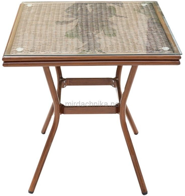 Стол обеденный BAMBOO (Бамбук) 70x70 алюминиевый из искусственного ротанга