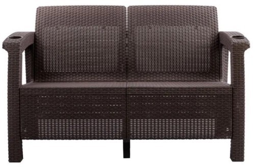 Комплект мебели YALTA CORNER RELAX 3 (Ялта) темно коричневый из пластика под фактуру иск. ротанга