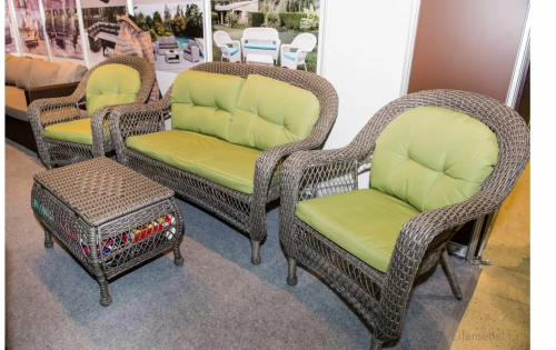 Комплект мебели ГИЗА LV520 Brown/Green с двухместным диваном коричневый/зеленый из искусственного ротанга