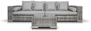 Лаунж зона серии КАНТИ серая на 4 персоны с четырехместным диваном из искусственного ротанга
