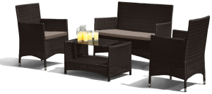 Комплект мебели ПРОВАНС AFM-2025B черный с двухместным диваном из искусственного ротанга