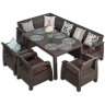 Комплект мебели YALTA L-LARGE MAXI SET (Ялта) темно коричневый из пластика под искусственный ротанг