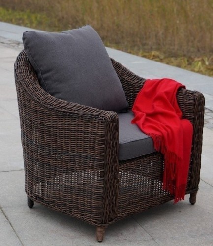Кресло серии КОН ПАННА коричневое из искусственного ротанга