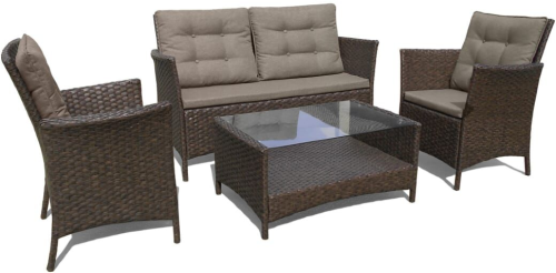 Комплект мебели СОНТЕС AFM-804 Brown/Grey коричневый с двухместным диваном из искусственного ротанга