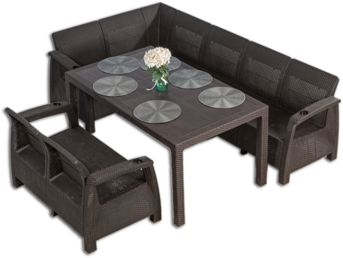 Комплект мебели YALTA L-LARGE SET (Ялта) темно коричневый из пластика под искусственный ротанг