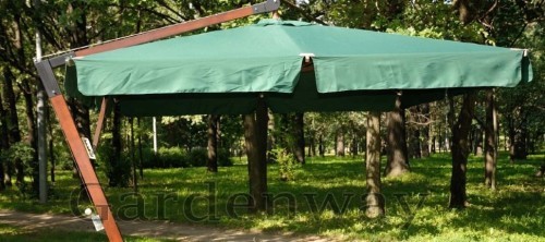 Садовый зонт Garden Way SLHU007 (Гарден вэй) цвет зеленый для кафе с боковой деревянной опорой