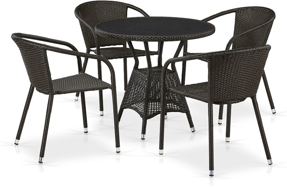Комплект мебели MONIKA (Моника) T707ANS/Y137C коричневый со столом D80 на 4 персоны из искусственного ротанга